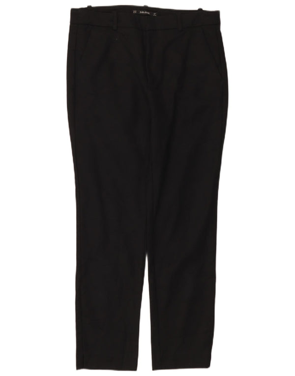 Женские прямые повседневные брюки Zara EU 38, маленькие W28 L26, черные, хлопковые