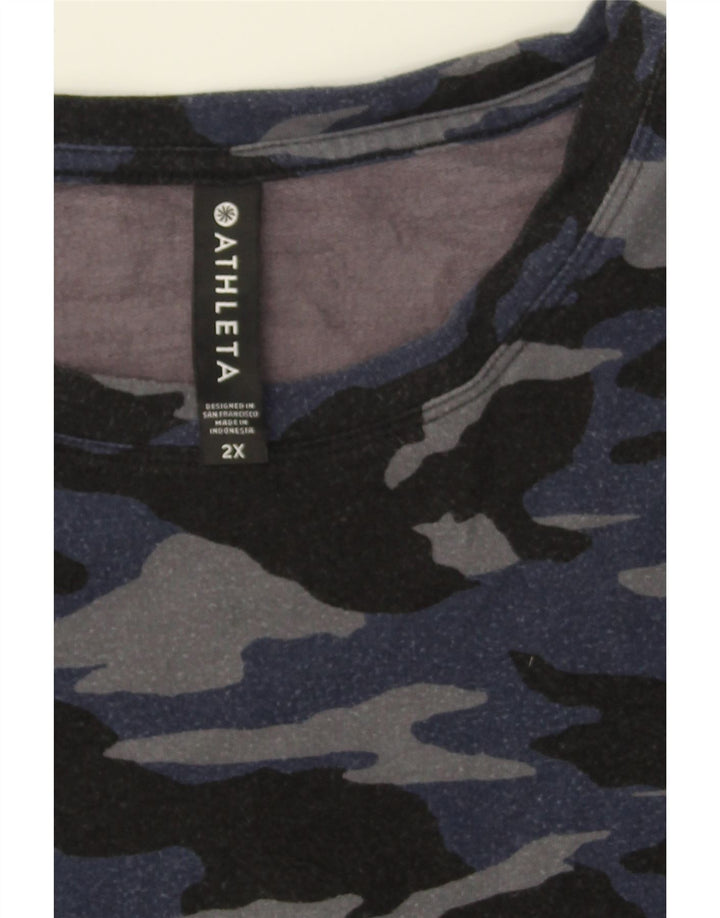 ATHLETA Womens Oversized Sweatshirt Jumper UK 20 2XL Navy Blue Camouflage Vintage Athleta and Second-Hand Athleta from Messina Hembry 