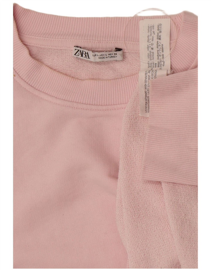 Женский джемпер оверсайз Zara UK 16, большой розовый хлопок