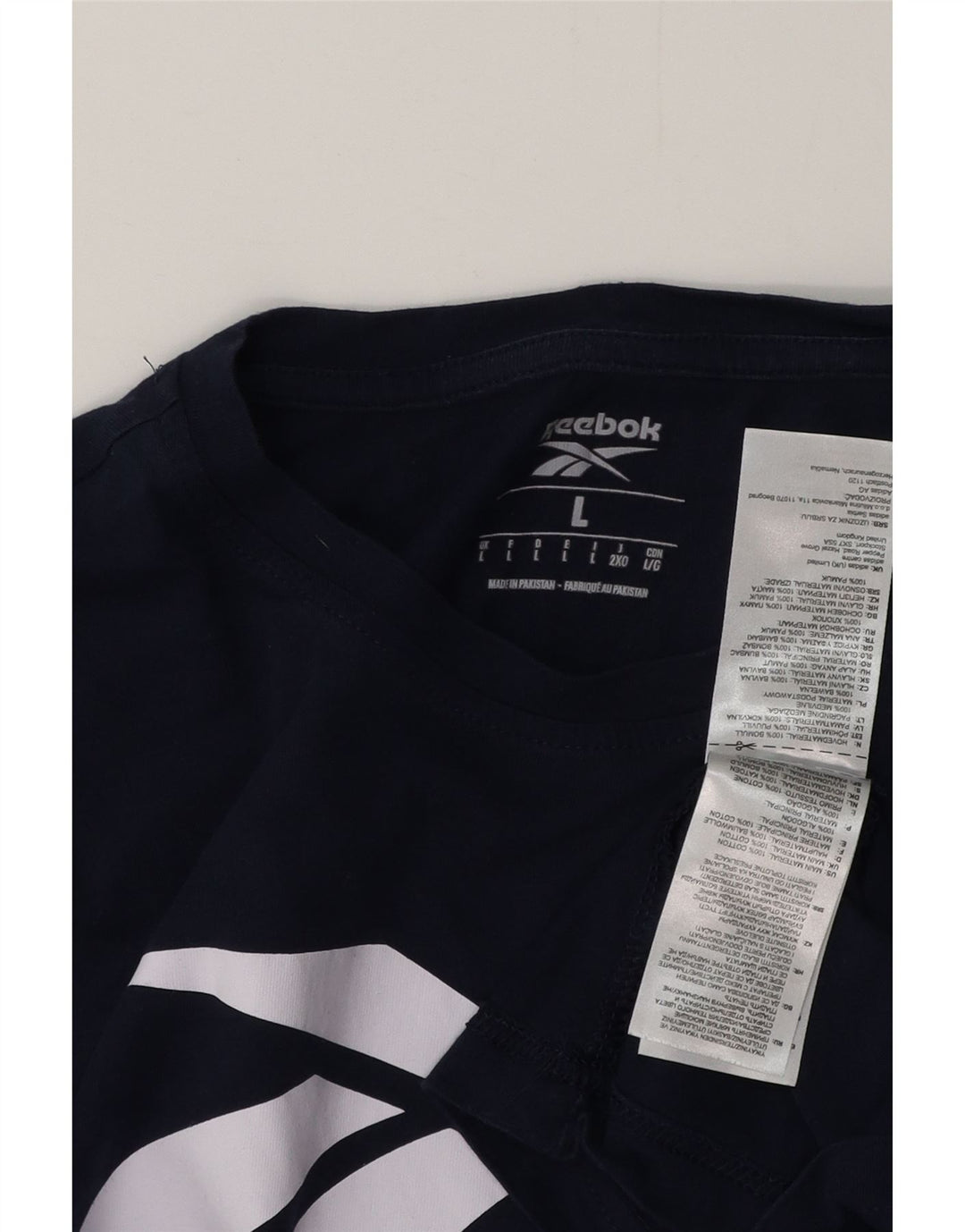 REEBOK Мужская футболка с рисунком, большой темно-синий хлопок