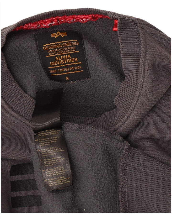 Мужской свитшот с рисунком Alpha Industries, маленький серый хлопковый джемпер