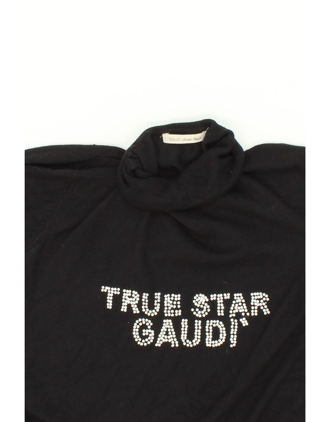 GAUDI Womens Graphic Roll Neck Jumper Sweater UK 10 Small Black Vintage Gaudi and Second-Hand Gaudi from Messina Hembry 