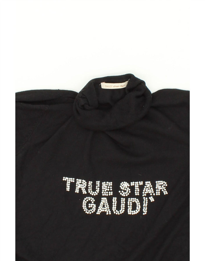GAUDI Womens Graphic Roll Neck Jumper Sweater UK 10 Small Black Vintage Gaudi and Second-Hand Gaudi from Messina Hembry 