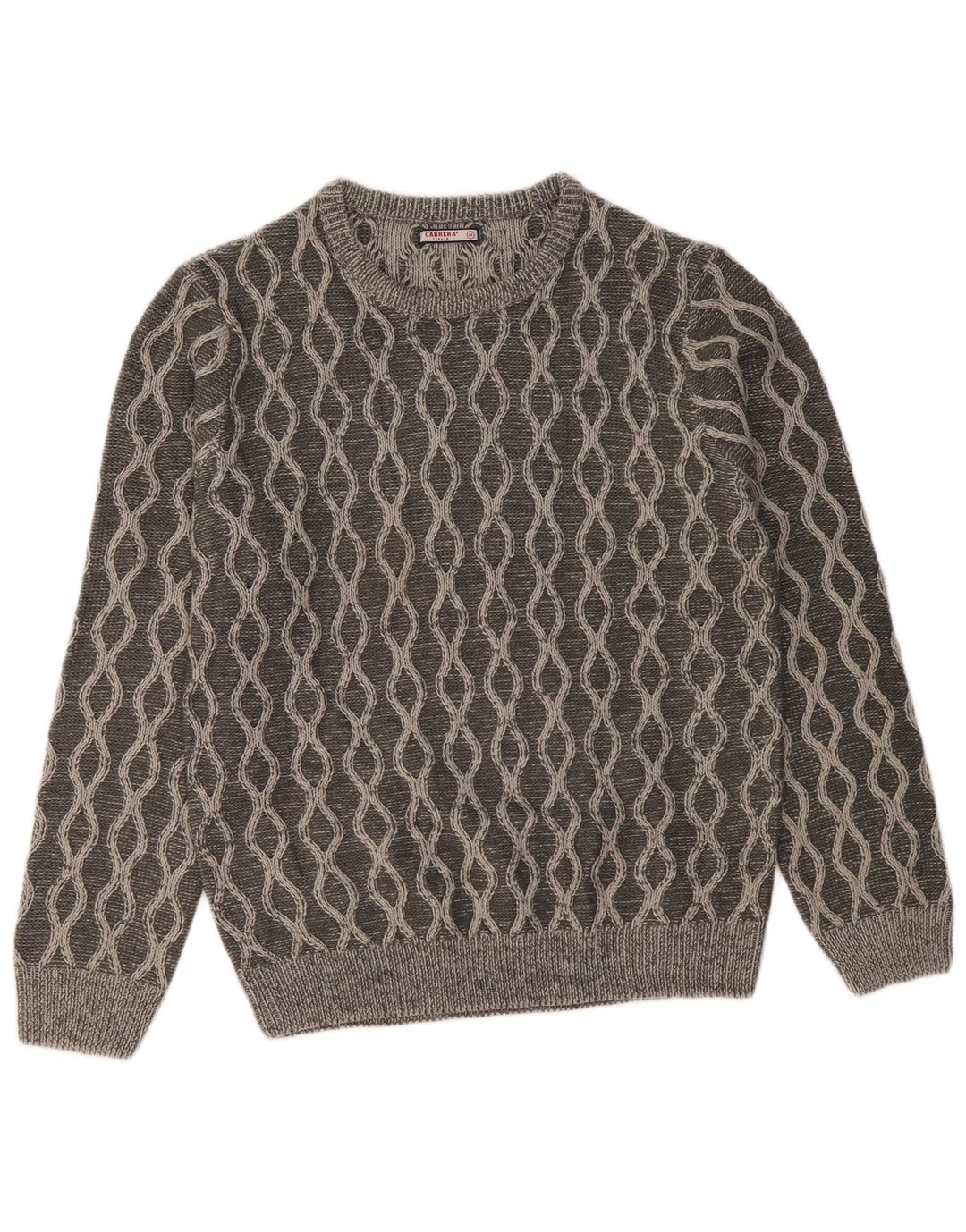 Мужской джемпер с круглым вырезом CARRERA, средний серый акрил с геометрическим рисунком