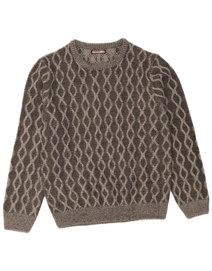 Мужской джемпер с круглым вырезом CARRERA, средний серый акрил с геометрическим рисунком