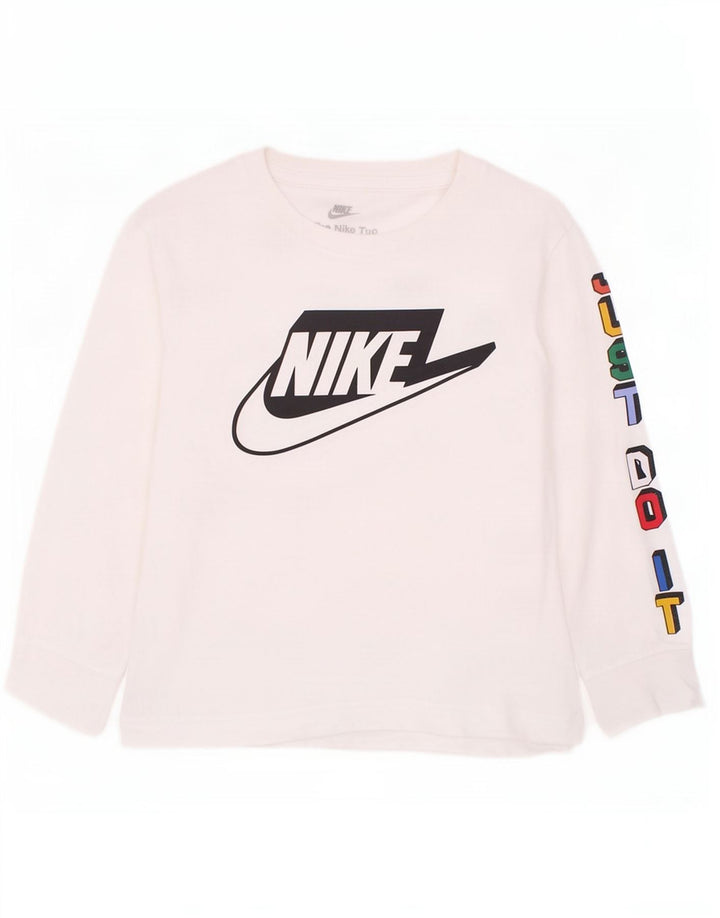 Топ с рисунком Nike для мальчиков с длинными рукавами, 4–5 лет, маленький белый