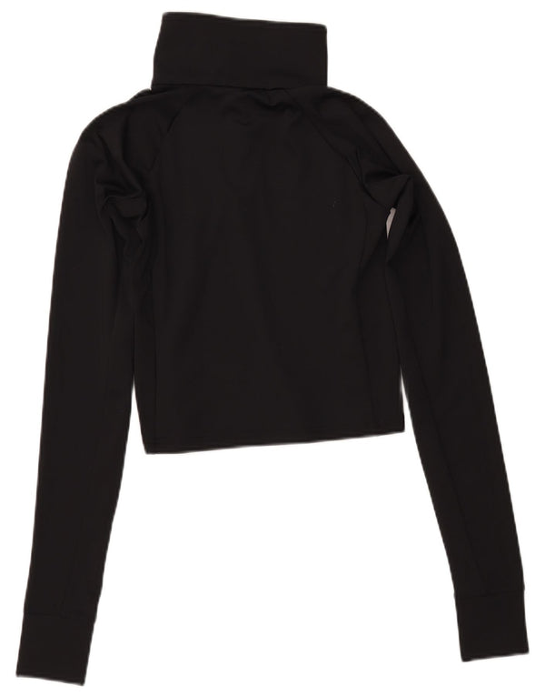 COLUMBIA Женский укороченный пуловер с воротником на пуговицах, спортивный костюм, топ UK 12, средний черный