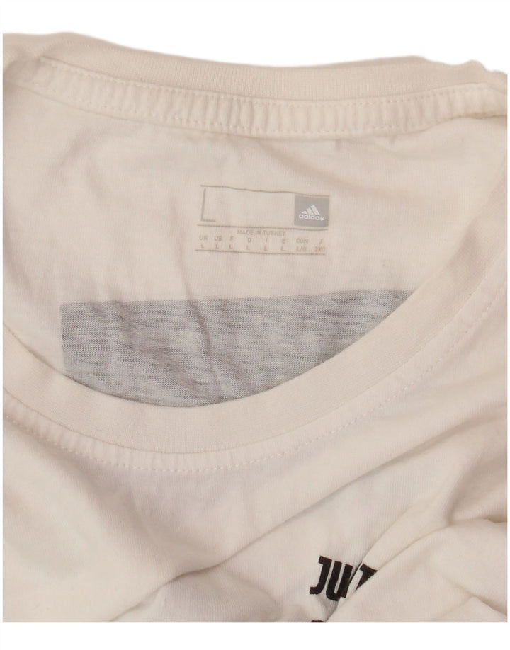 Мужская футболка с рисунком ADIDAS Juventus, большая, белого цвета