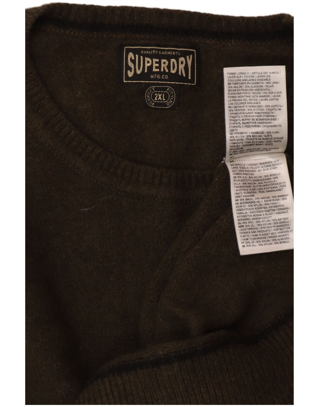 Женский свитер SUPERDRY с круглым вырезом UK 20 2XL, зеленая шерсть