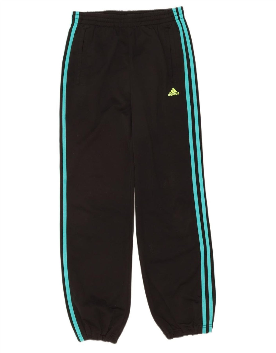 ADIDAS Boys Tracksuit Trousers 13-14 Years Black Polyester