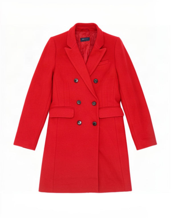 Marks & Spencer Womens Oversized Double Breasted Coat UK 10 Small Red