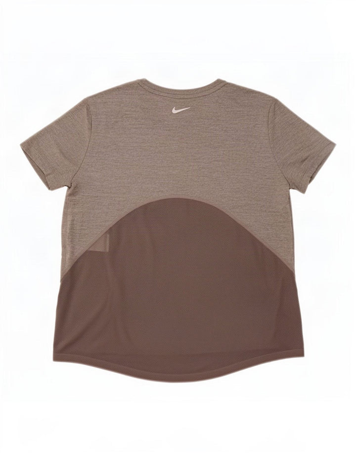 Женская футболка Nike Dri Fit Top UK 14, средний серый полиэстер с цветными блоками
