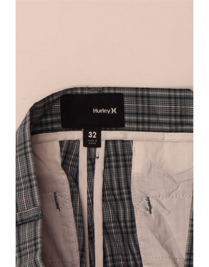 Мужские шорты чинос Hurley W32, хлопковые, средние синие в клетку