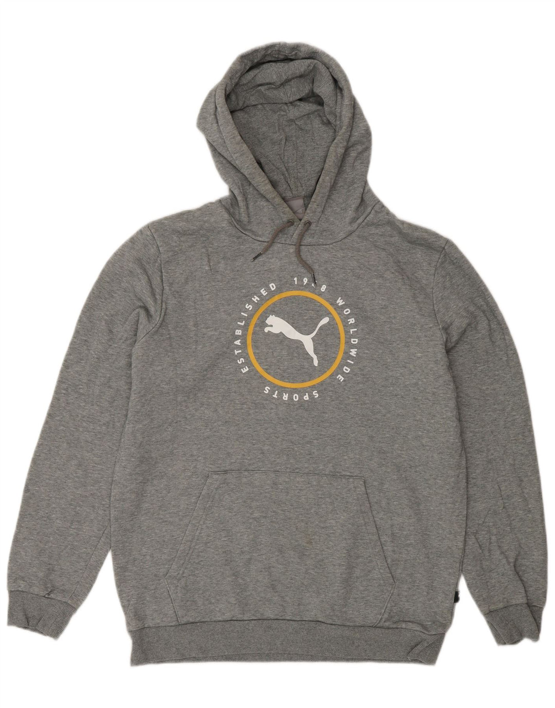 Мужской джемпер с капюшоном PUMA, хлопковый, среднего серого цвета