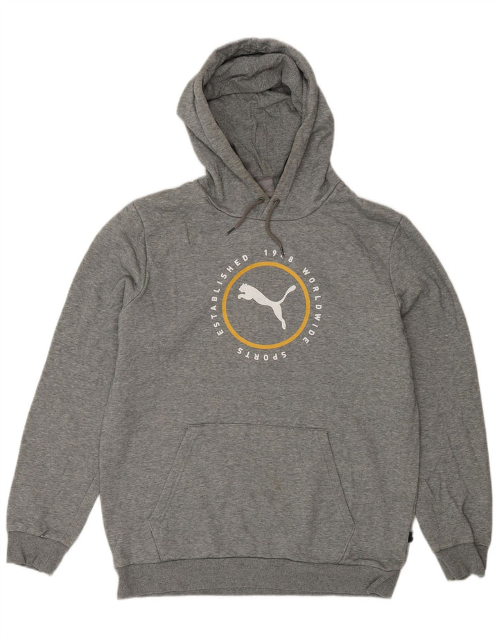 Мужской джемпер с капюшоном PUMA, хлопковый, среднего серого цвета
