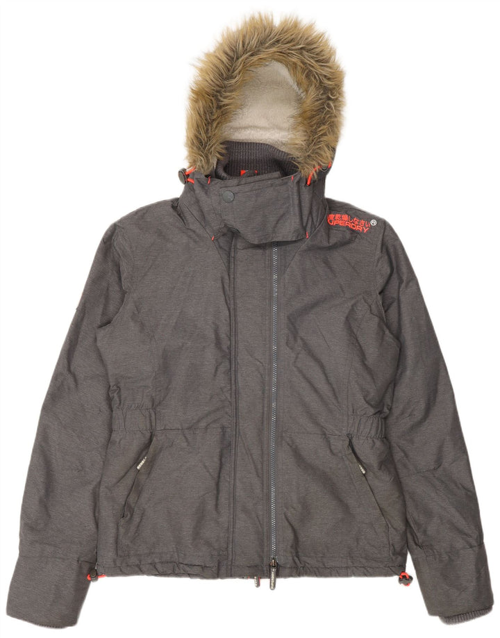 Женская ветровка с капюшоном Superdry UK 16, большой серый нейлон