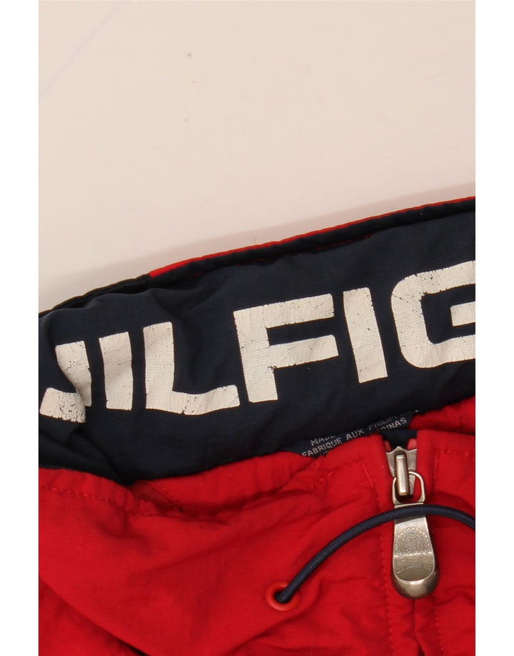 Мужская дождевик с капюшоном Tommy Hilfiger UK 40, большой красный нейлон с цветными блоками