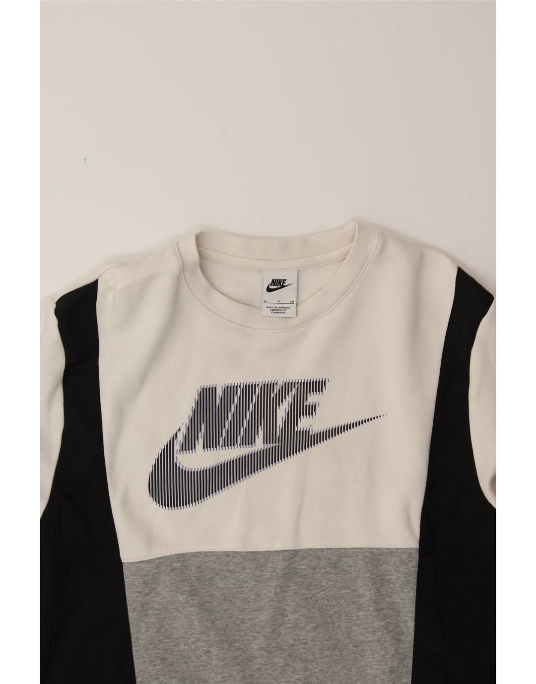 Мужской свитшот с графическим рисунком NIKE, маленький белый хлопковый джемпер с цветными блоками