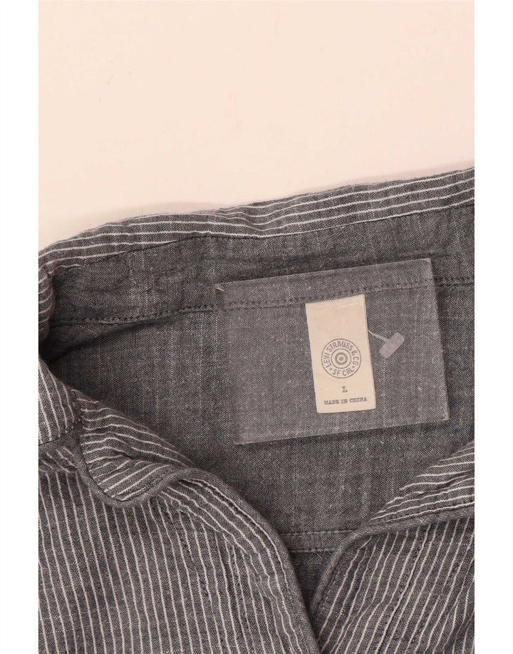 Женское платье-пуловер Levi's, Великобритания 16, большой серый хлопок в тонкую полоску
