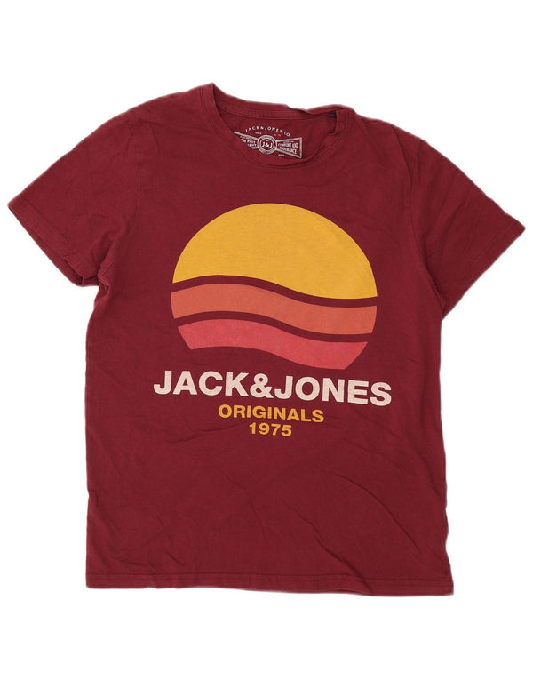 JACK & JONES Мужская футболка с рисунком, большой бордовый хлопок