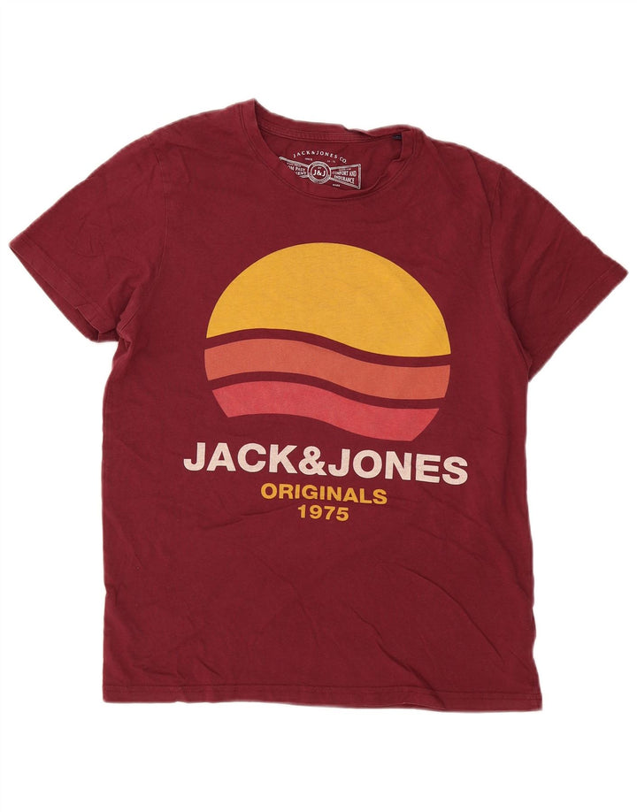 JACK & JONES Мужская футболка с рисунком, большой бордовый хлопок
