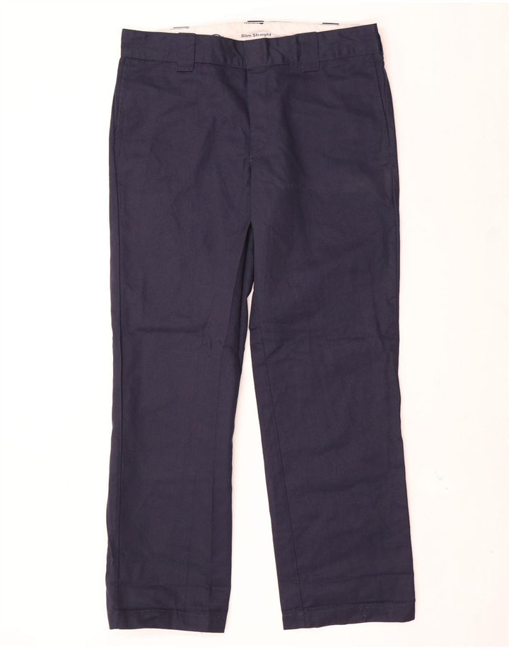 Мужские узкие прямые брюки-чинос Dickies W34 L32 темно-синего цвета из полиэстера