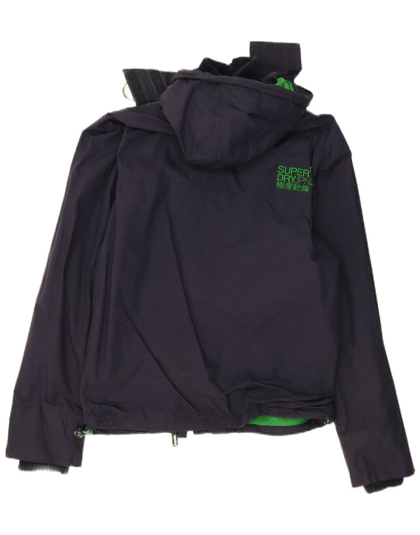 SUPERDRY Женская ветровка с капюшоном UK 16, большой темно-синий полиэстер