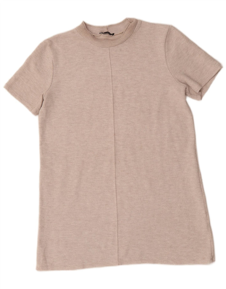 Женское платье прямого кроя Zara UK 16, большой размер, бежевый хлопок