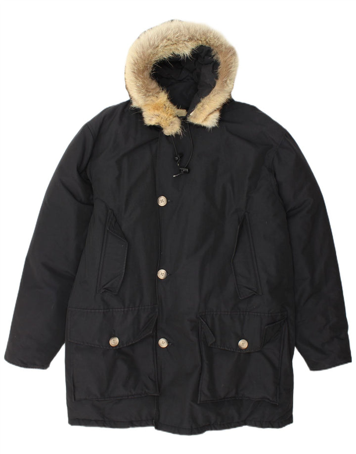 Мужская парка Woolrich с капюшоном UK 40, большая черная хлопковая куртка