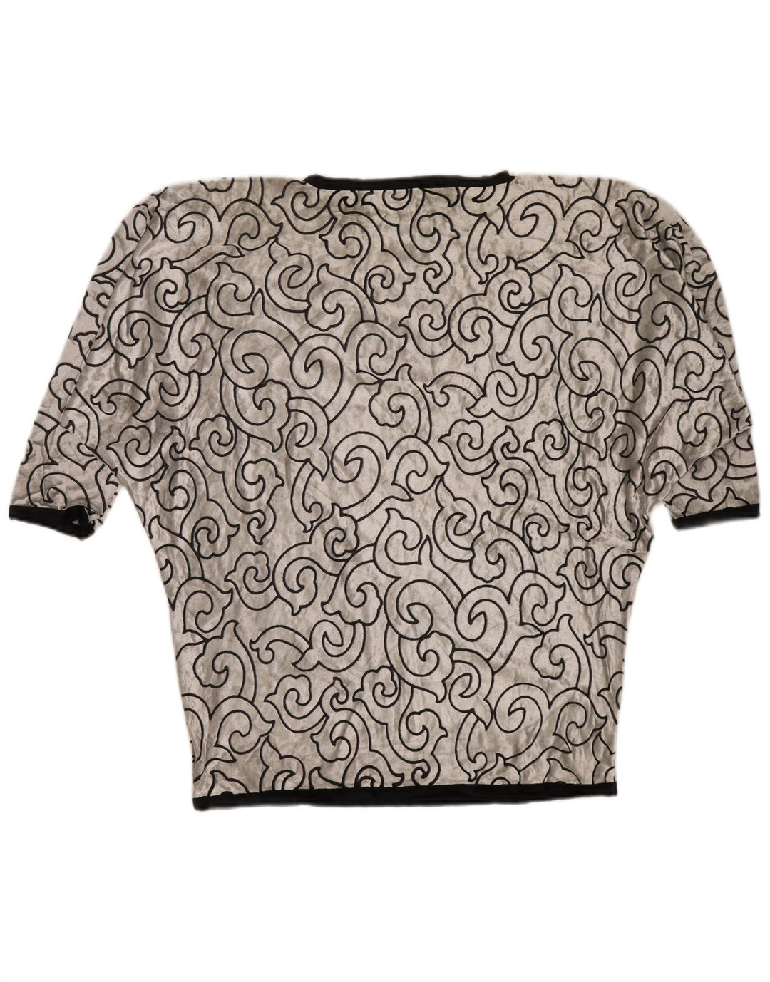 ВИНТАЖНАЯ женская бархатная туника с крыльями летучей мыши, Великобритания, 22, 3XL, серебристая, вискоза с геометрическим рисунком