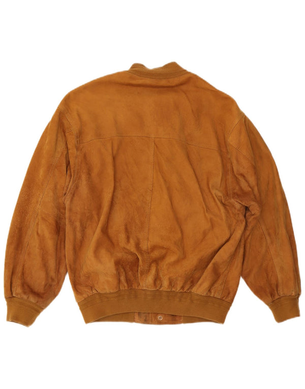 Мужской замшевый бомбер VINTAGE UK 38 средний бежевый кожаный