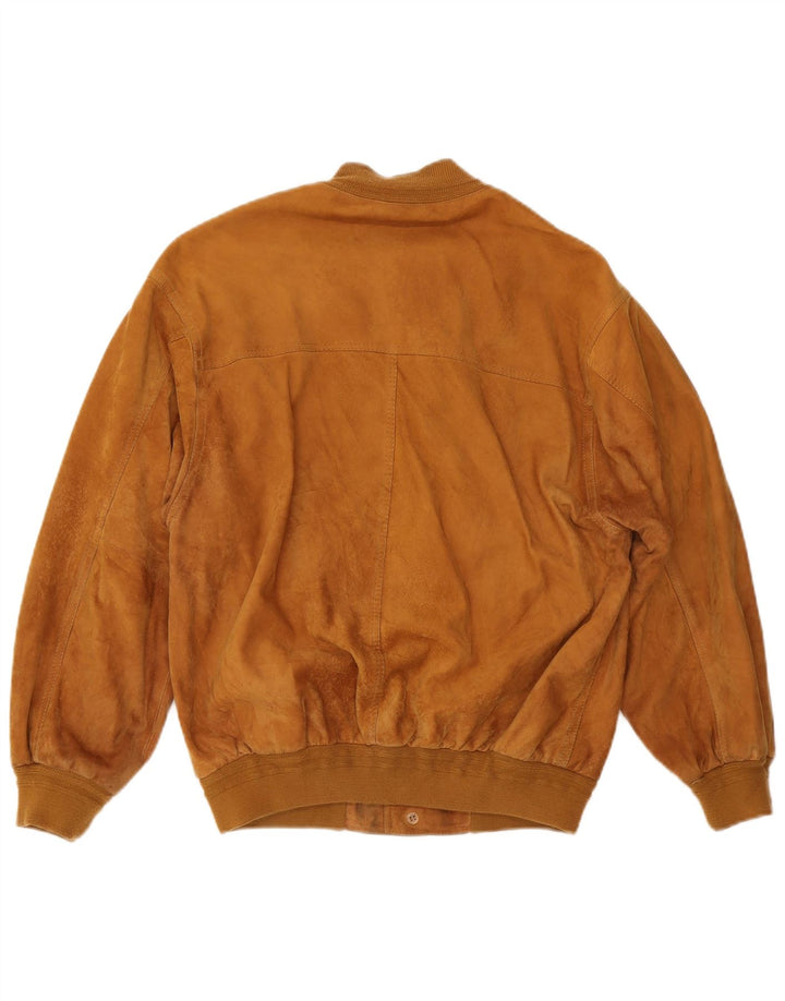 Мужской замшевый бомбер VINTAGE UK 38 средний бежевый кожаный