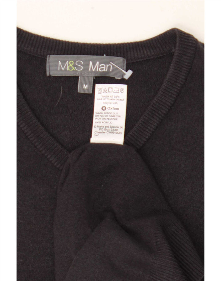 Мужской джемпер с v-образным вырезом Marks & Spencer, средний черный акрил