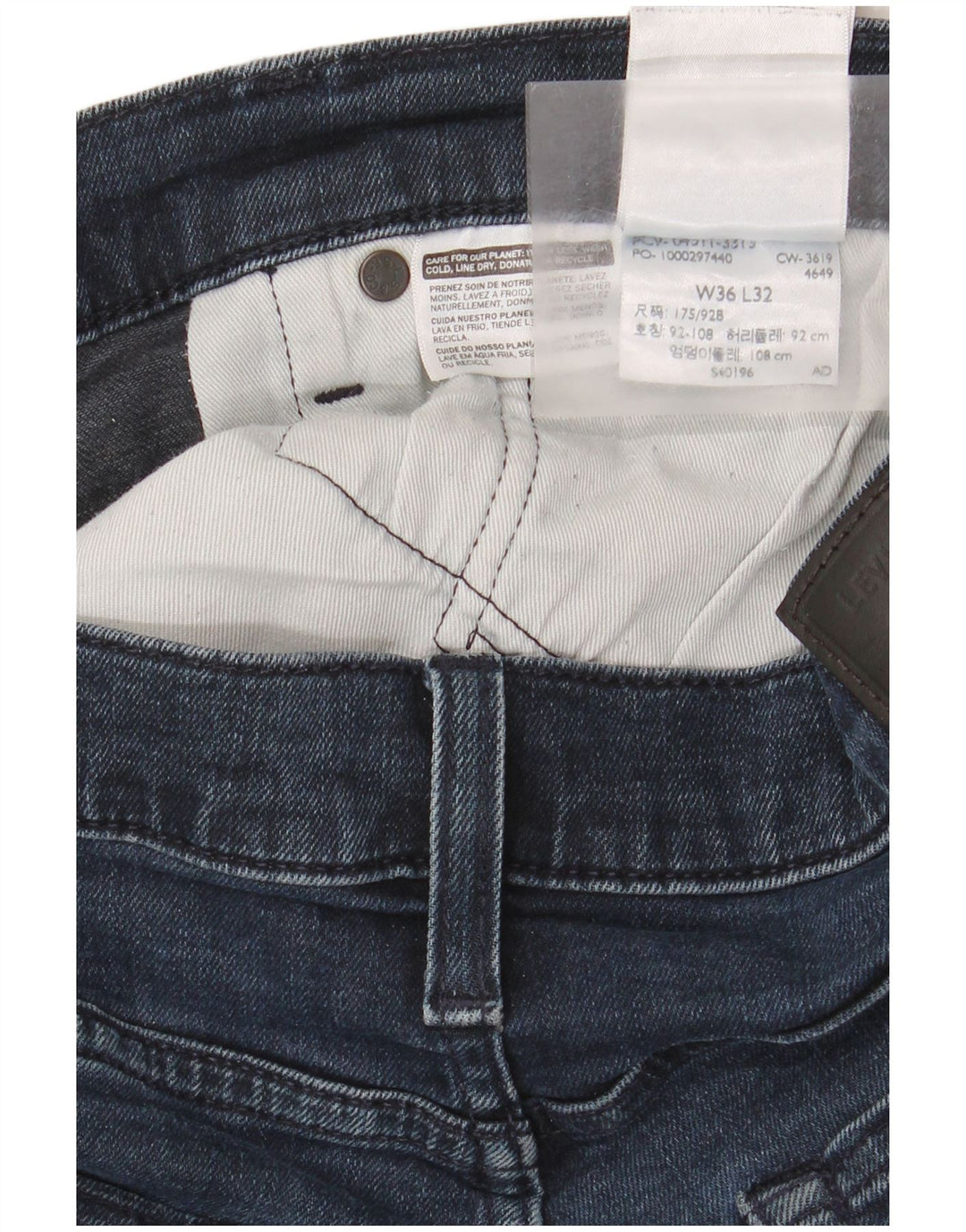 Мужские узкие джинсы Levi's W36 L32 синие, хлопок