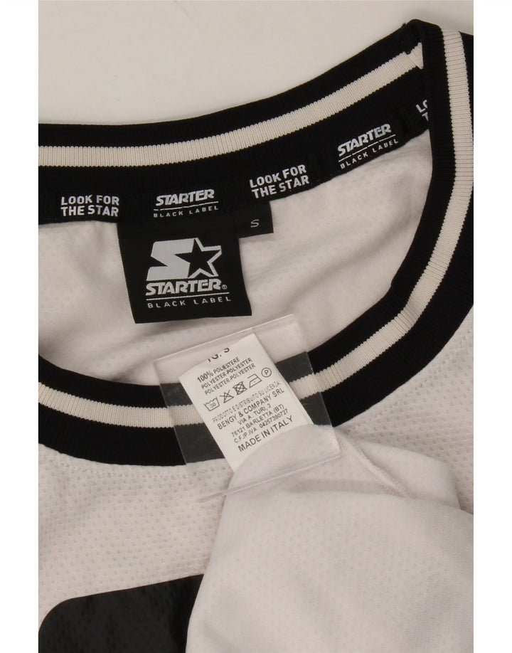 STARTER Mens Graphic Vest Top Small White Polyester Vintage Starter and Second-Hand Starter from Messina Hembry 