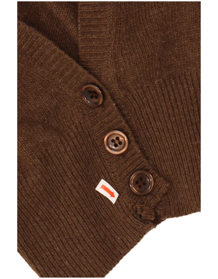 ВИНТАЖНЫЙ женский укороченный кардиган-свитер UK 14, средний коричневый цвет из овечьей шерсти