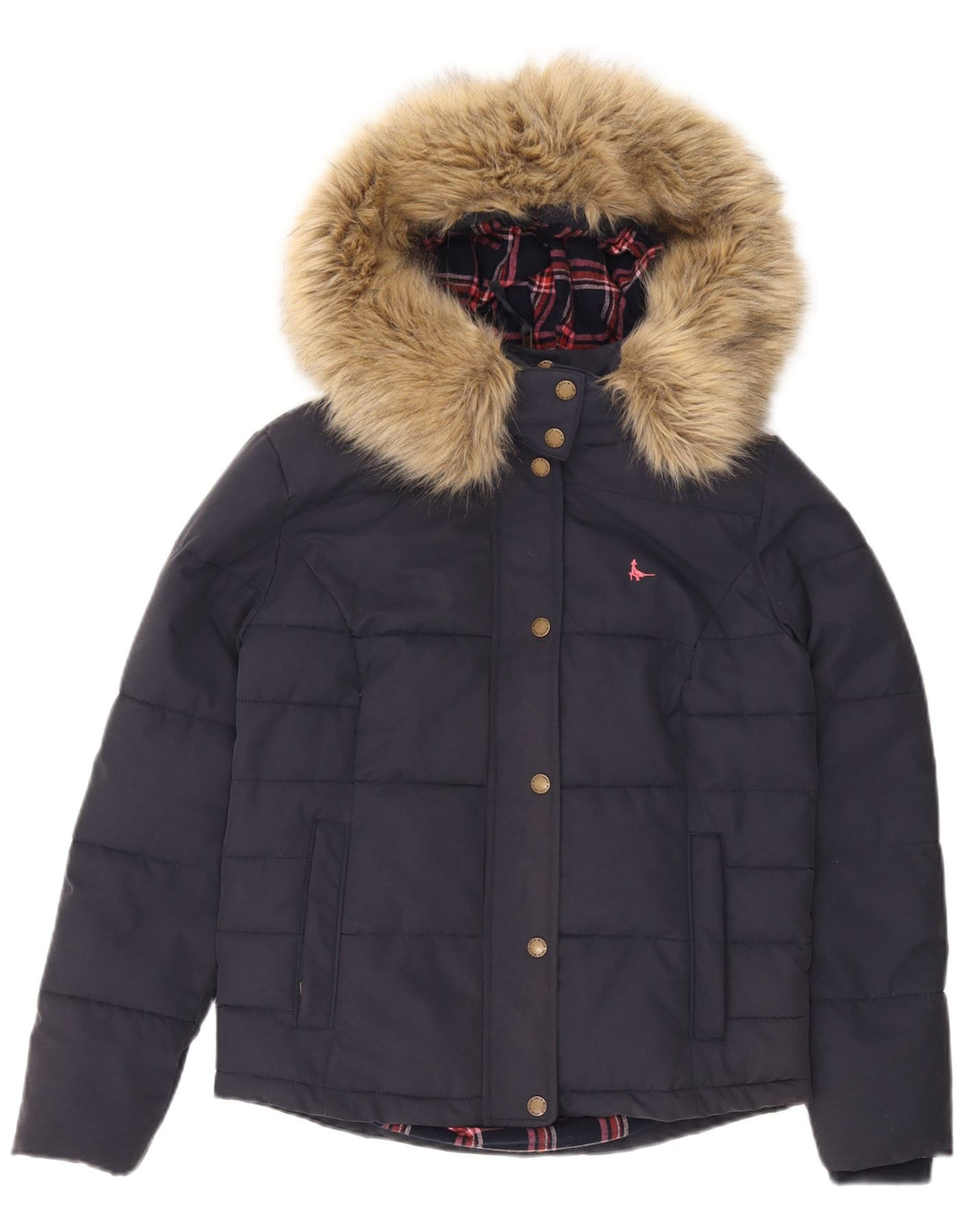 Женская стеганая куртка с капюшоном Jack Wills UK 8, маленькая, темно-синяя
