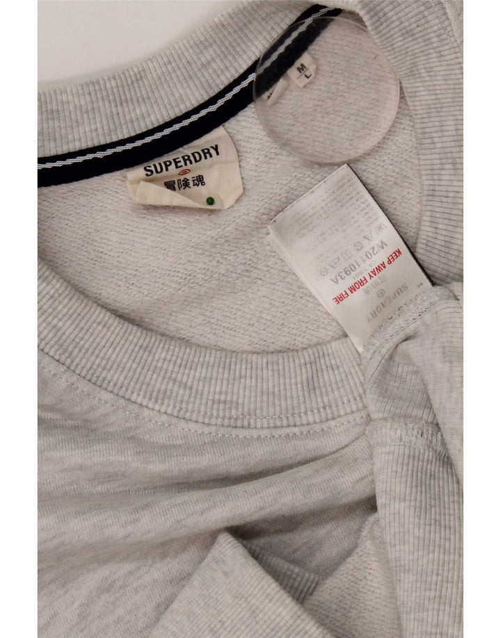 Мужской свитер свободного покроя Superdry, хлопковый джемпер среднего серого цвета с крапинками