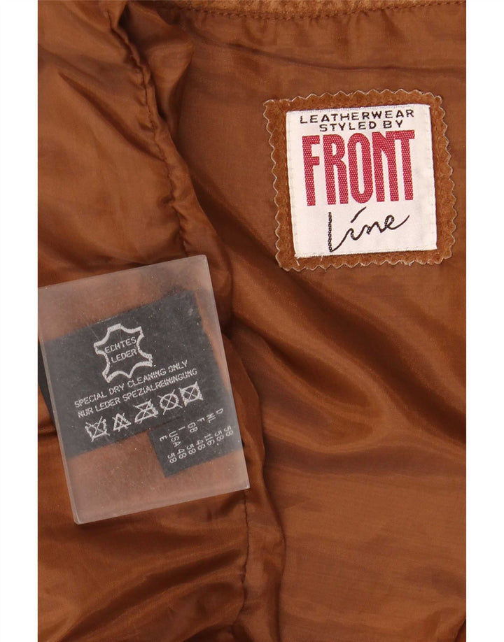 Мужской замшевый жилет Front Line UK 48 2XL коричневый кожаный