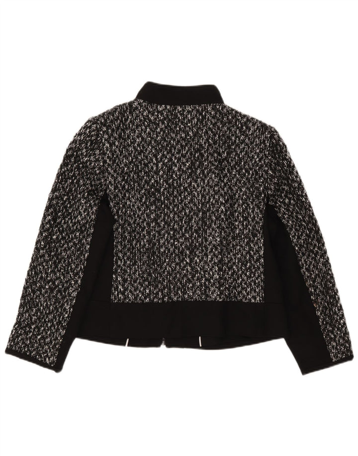 Женский укороченный пиджак MARKS & SPENCER UK 12, средний черный в крапинку