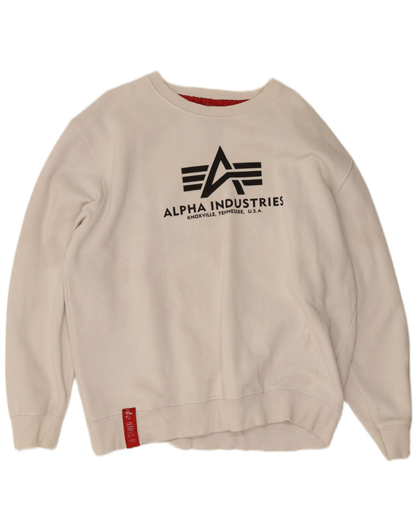 Мужской свитшот с рисунком Alpha Industries, 2XL, белый хлопок