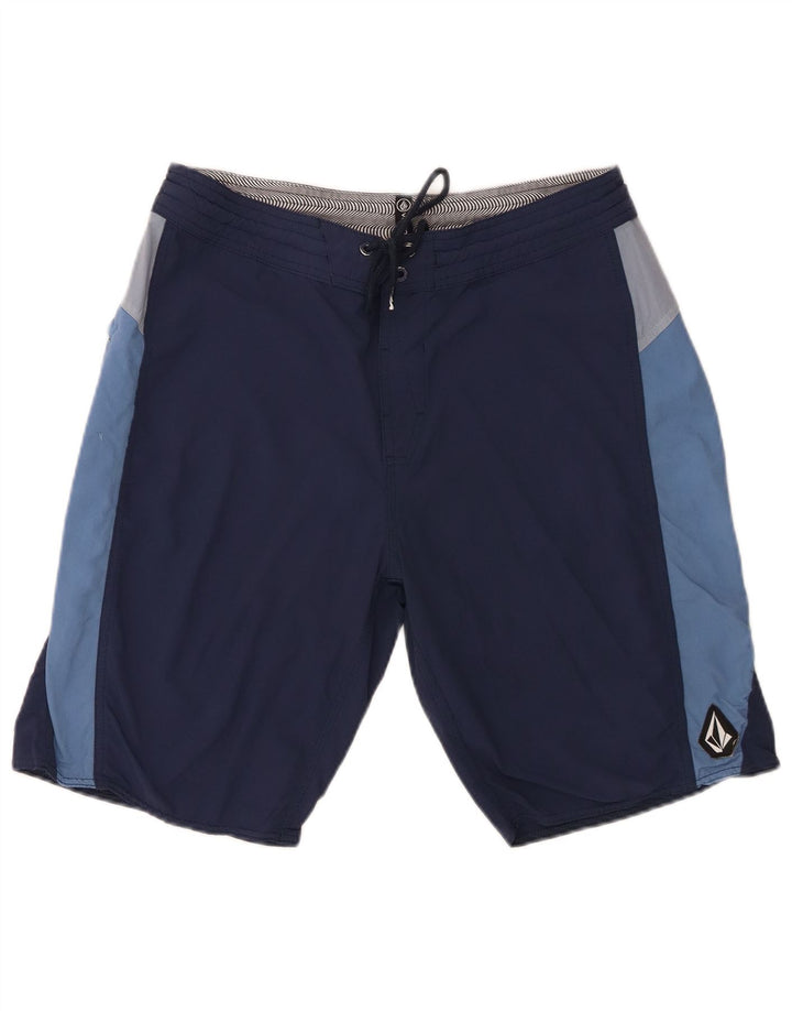 Мужские шорты для плавания Volcom, средние темно-синие, с цветными блоками