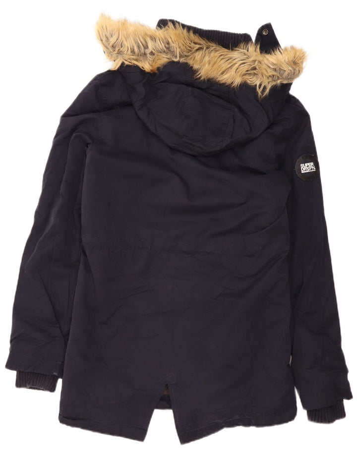 Женская парка из шерпы с капюшоном Superdry UK 14, средний темно-синий полиэстер