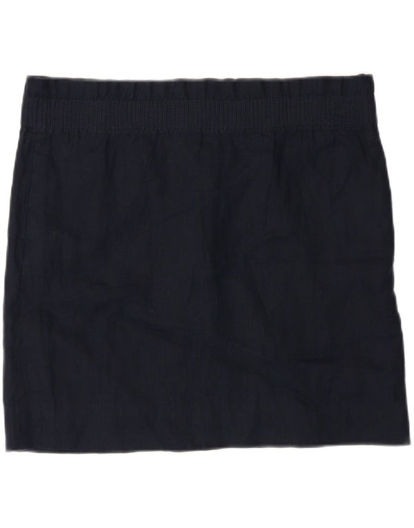J. CREW Womens Straight Skirt W37 XL Navy Blue Linen
