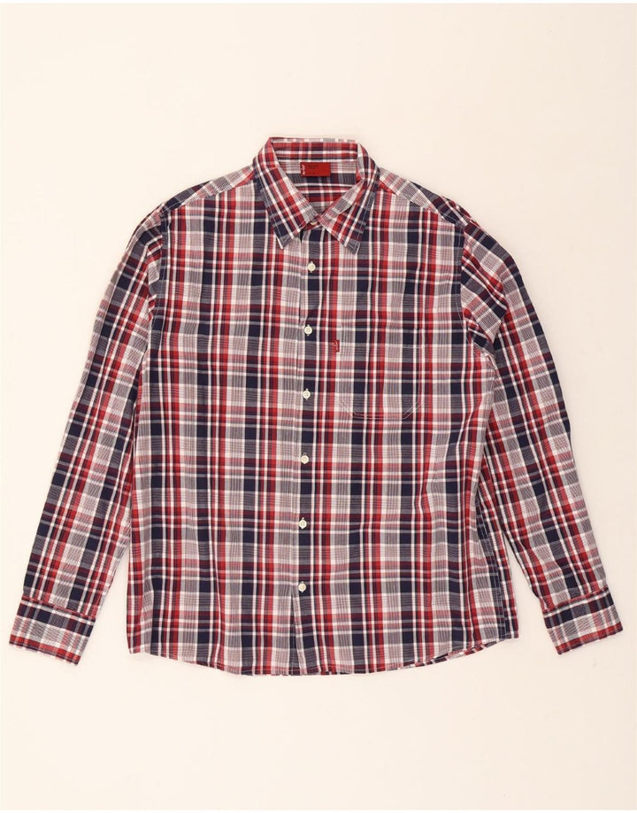 LEVI'S Mens Shirt Large Navy Blue Check Cotton Vintage Levi's and Second-Hand Levi's from Messina Hembry 