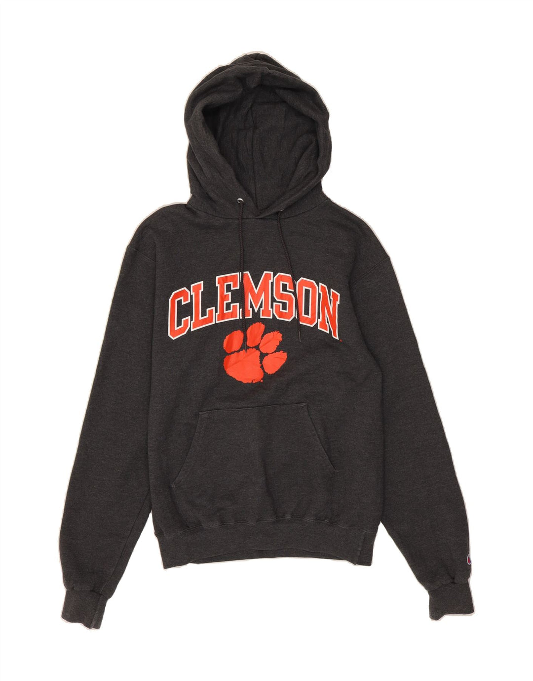 CHAMPION Mens Clemson Graphic Hoodie Jumper Small Grey Cotton Vintage Champion and Second-Hand Champion from Messina Hembry 