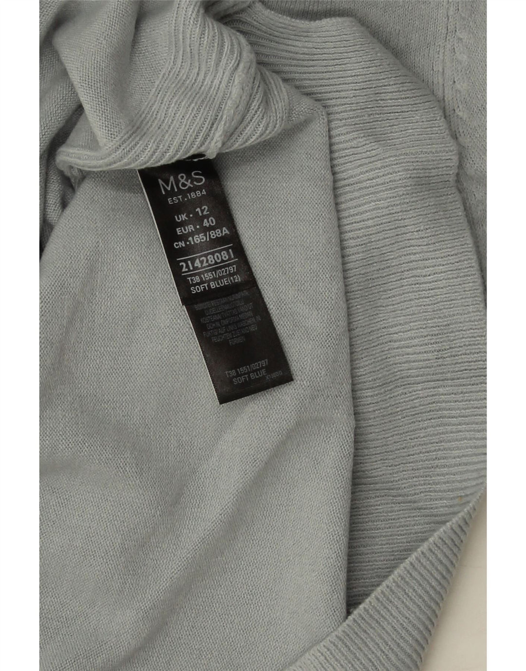 Женский джемпер с круглым вырезом Marks & Spencer UK 12, средний синий акрил