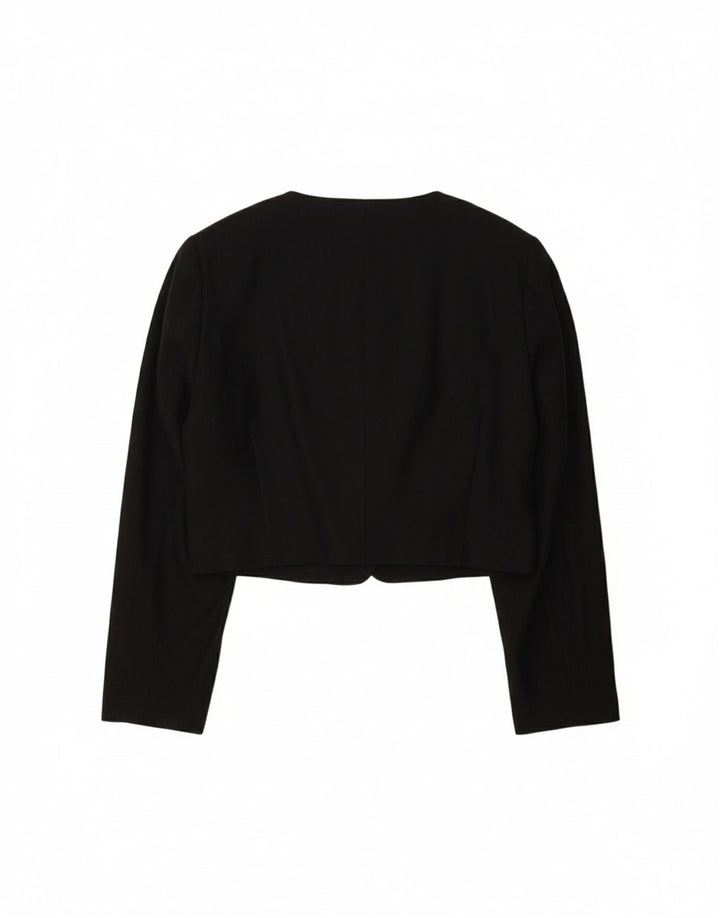 VINTAGE Womens Bolero Jacket UK 12 Medium Black Viscose
