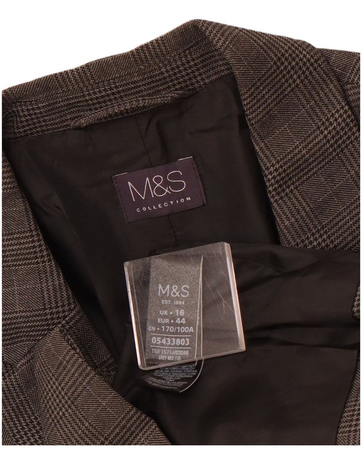 Женский пиджак на 1 пуговице MARKS & SPENCER UK 16, большая серая клетка