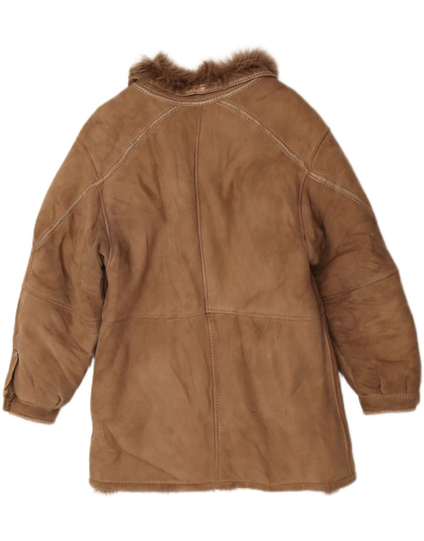 Винтажная женская короткая дубленка IT 44 Medium Beige Shearling